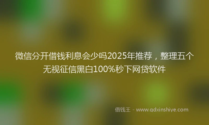 微信分开借钱利息会少吗2025年推荐，整理五个无视征信黑白100%秒下网贷软件