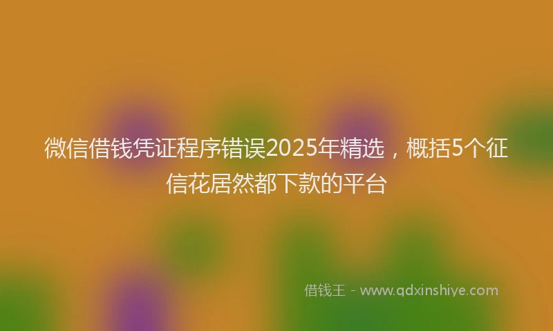 微信借钱凭证程序错误2025年精选，概括5个征信花居然都下款的平台
