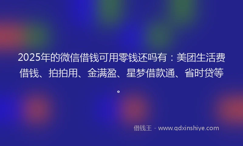 2025年的微信借钱可用零钱还吗有：美团生活费借钱、拍拍用、金满盈、星梦借款通、省时贷等。