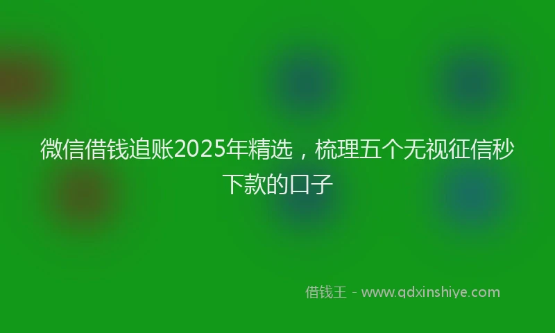 微信借钱追账2025年精选，梳理五个无视征信秒下款的口子