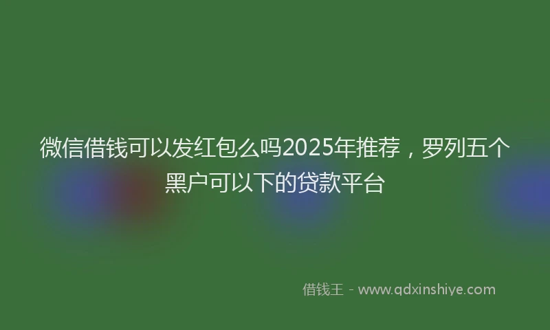 微信借钱可以发红包么吗2025年推荐，罗列五个黑户可以下的贷款平台