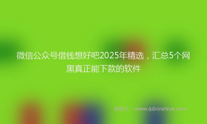 微信公众号借钱想好吧2025年精选，汇总5个网黑真正能下款的软件