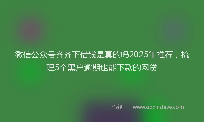 微信公众号齐齐下借钱是真的吗2025年推荐，梳理5个黑户逾期也能下款的网贷