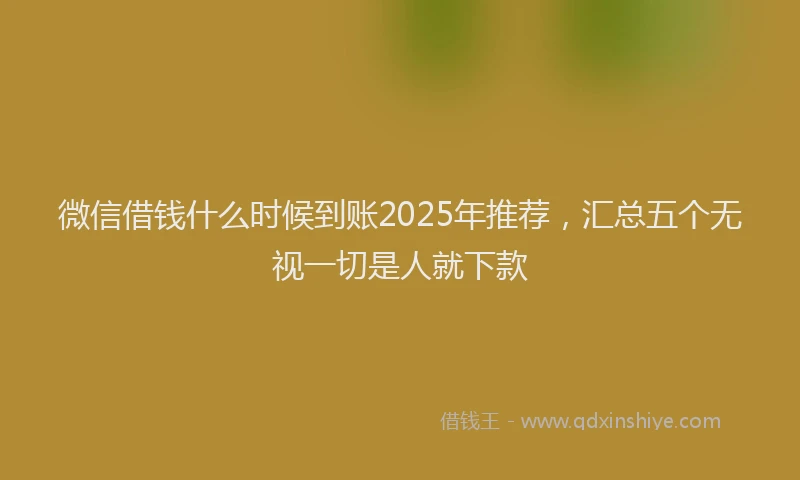 微信借钱什么时候到账2025年推荐，汇总五个无视一切是人就下款