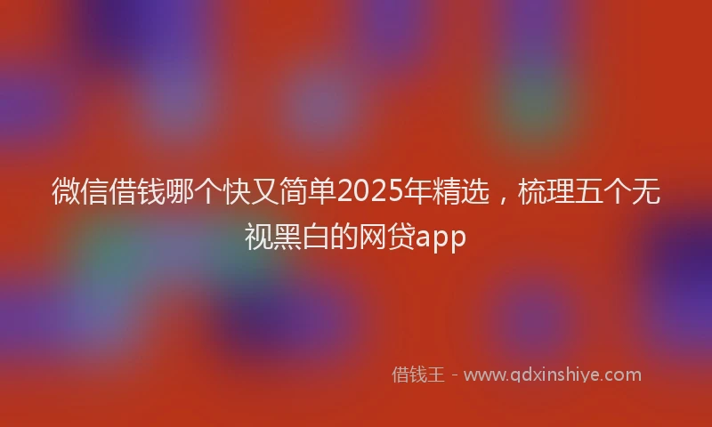 微信借钱哪个快又简单2025年精选，梳理五个无视黑白的网贷app