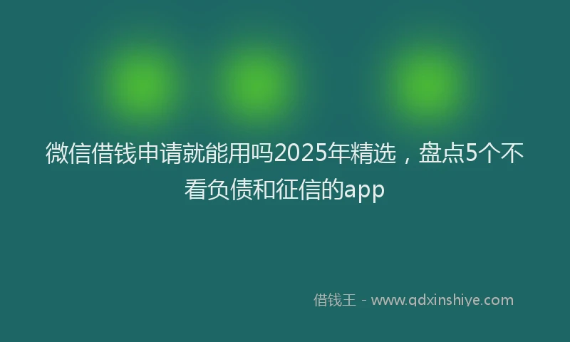 微信借钱申请就能用吗2025年精选，盘点5个不看负债和征信的app