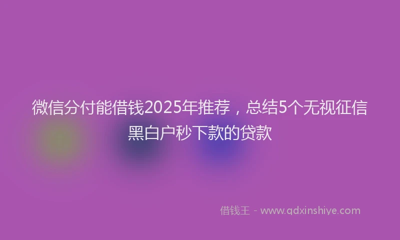 微信分付能借钱2025年推荐，总结5个无视征信黑白户秒下款的贷款