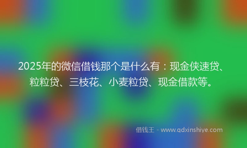 2025年的微信借钱那个是什么有：现金侠速贷、粒粒贷、三枝花、小麦粒贷、现金借款等。