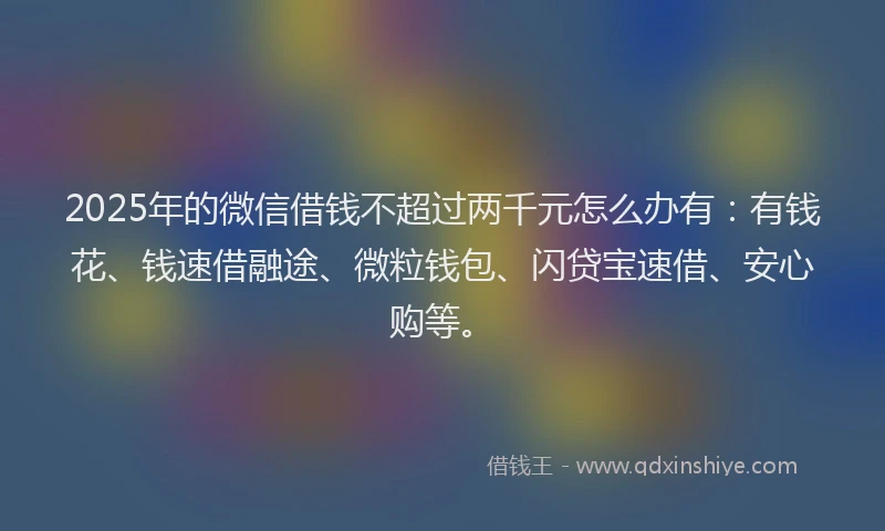 2025年的微信借钱不超过两千元怎么办有：有钱花、钱速借融途、微粒钱包、闪贷宝速借、安心购等。