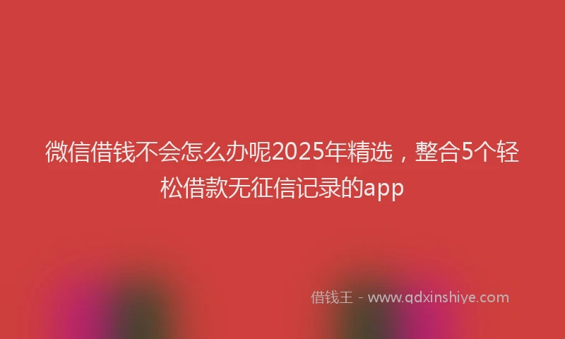 微信借钱不会怎么办呢2025年精选，整合5个轻松借款无征信记录的app