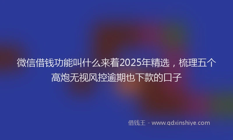 微信借钱功能叫什么来着2025年精选，梳理五个高炮无视风控逾期也下款的口子