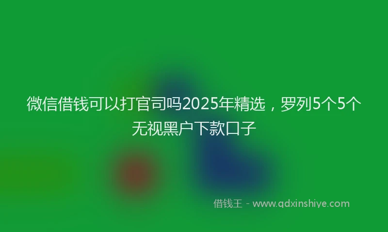微信借钱可以打官司吗2025年精选，罗列5个5个无视黑户下款口子