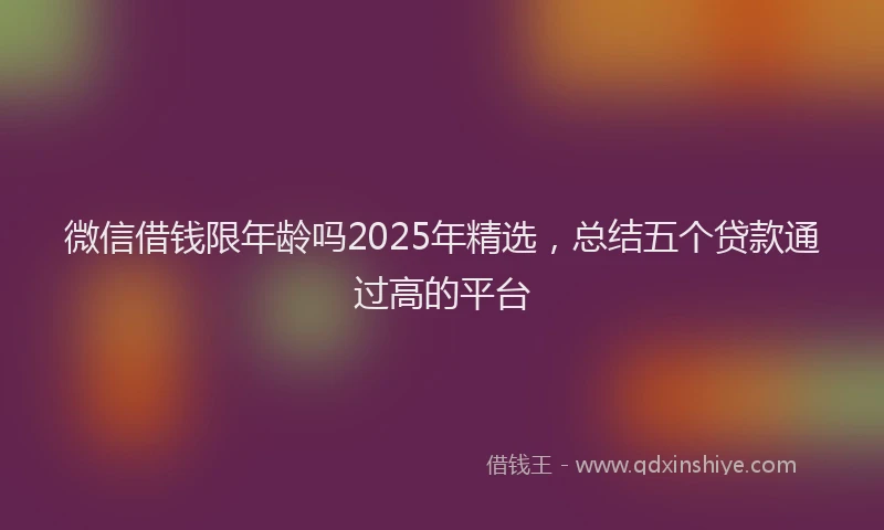微信借钱限年龄吗2025年精选，总结五个贷款通过高的平台