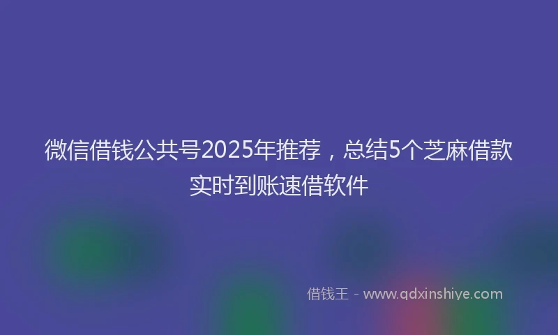 微信借钱公共号2025年推荐，总结5个芝麻借款实时到账速借软件