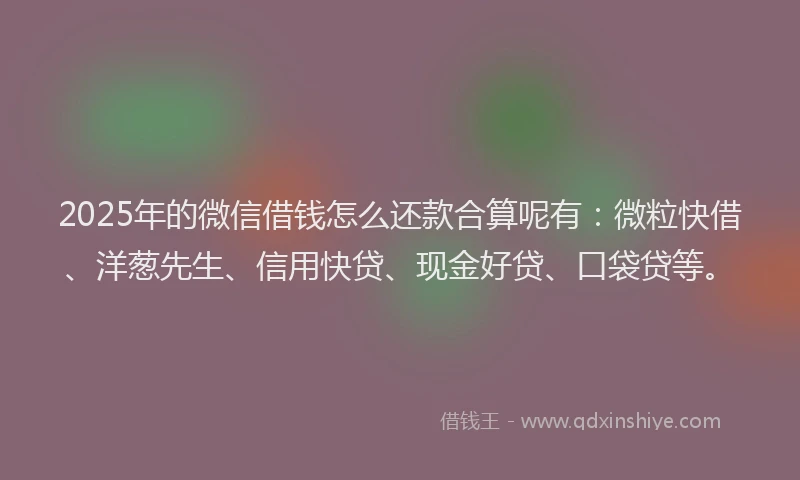 2025年的微信借钱怎么还款合算呢有：微粒快借、洋葱先生、信用快贷、现金好贷、口袋贷等。
