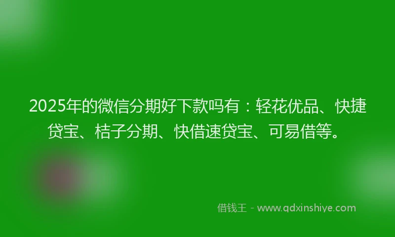 2025年的微信分期好下款吗有：轻花优品、快捷贷宝、桔子分期、快借速贷宝、可易借等。