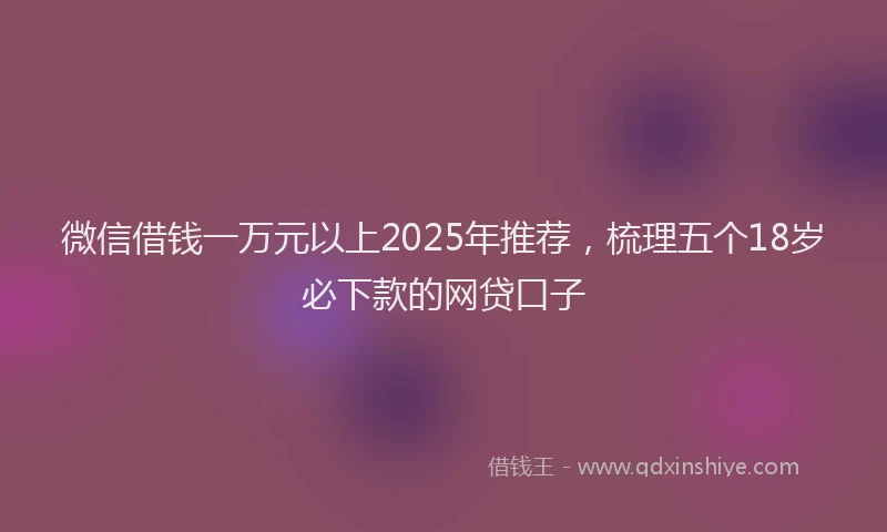 微信借钱一万元以上2025年推荐，梳理五个18岁必下款的网贷口子