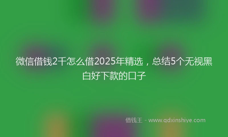 微信借钱2千怎么借2025年精选，总结5个无视黑白好下款的口子