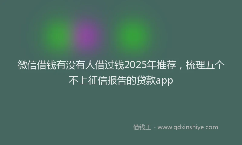 微信借钱有没有人借过钱2025年推荐，梳理五个不上征信报告的贷款app