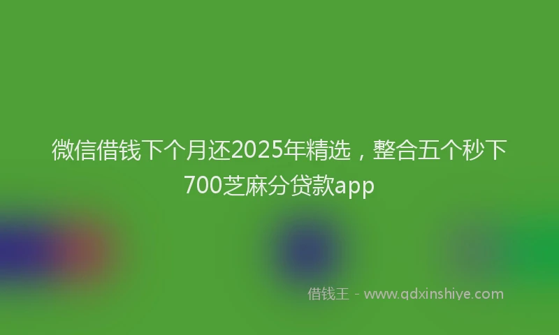 微信借钱下个月还2025年精选，整合五个秒下700芝麻分贷款app