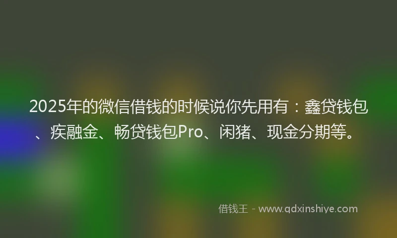 2025年的微信借钱的时候说你先用有：鑫贷钱包、疾融金、畅贷钱包Pro、闲猪、现金分期等。