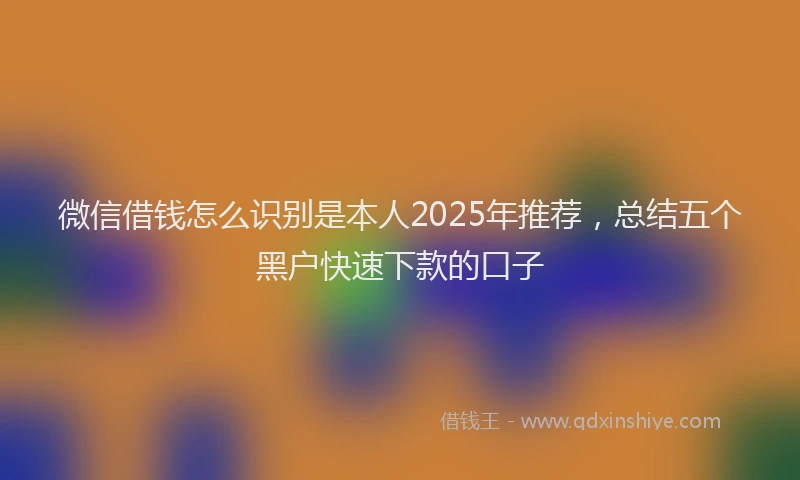 微信借钱怎么识别是本人2025年推荐，总结五个黑户快速下款的口子