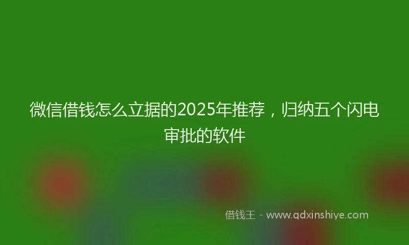 微信借钱怎么立据的2025年推荐，归纳五个闪电审批的软件