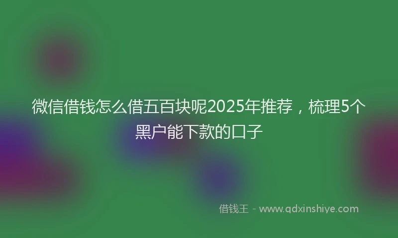 微信借钱怎么借五百块呢2025年推荐，梳理5个黑户能下款的口子