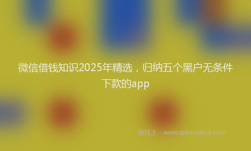微信借钱知识2025年精选，归纳五个黑户无条件下款的app