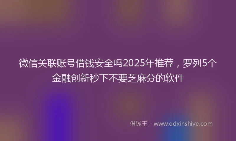 微信关联账号借钱安全吗2025年推荐，罗列5个金融创新秒下不要芝麻分的软件