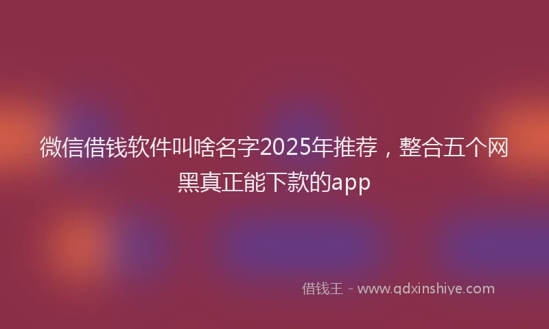 微信借钱软件叫啥名字2025年推荐，整合五个网黑真正能下款的app