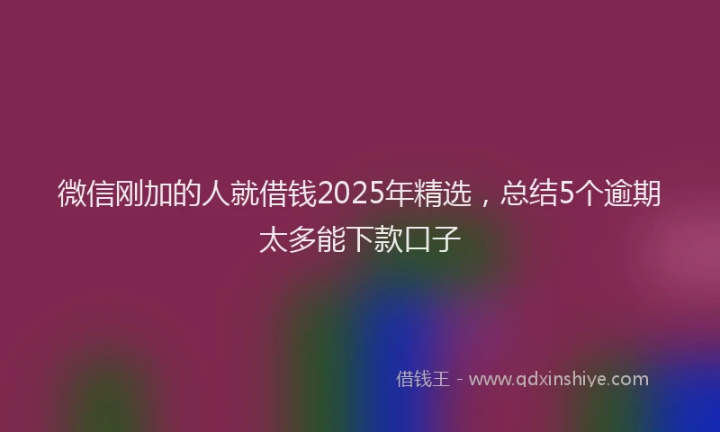 微信刚加的人就借钱2025年精选，总结5个逾期太多能下款口子