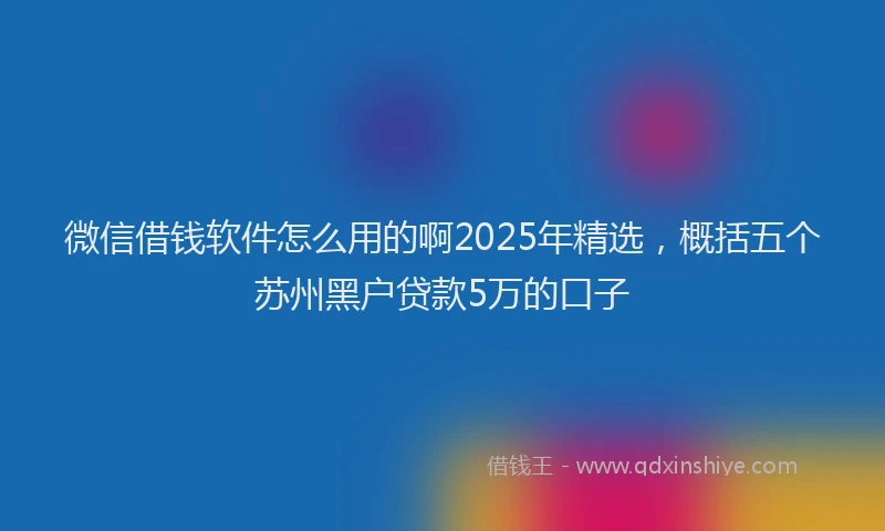 微信借钱软件怎么用的啊2025年精选，概括五个苏州黑户贷款5万的口子