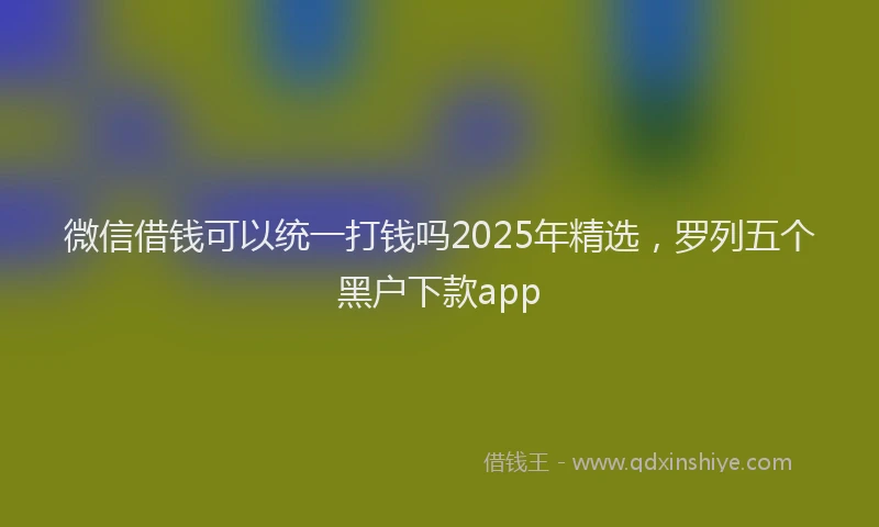 微信借钱可以统一打钱吗2025年精选，罗列五个黑户下款app