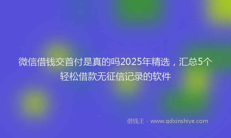 微信借钱交首付是真的吗2025年精选，汇总5个轻松借款无征信记录的软件