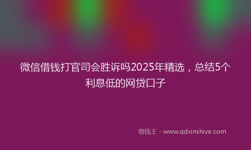 微信借钱打官司会胜诉吗2025年精选，总结5个利息低的网贷口子