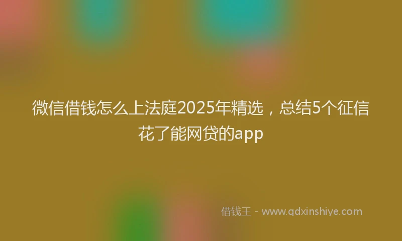 微信借钱怎么上法庭2025年精选，总结5个征信花了能网贷的app