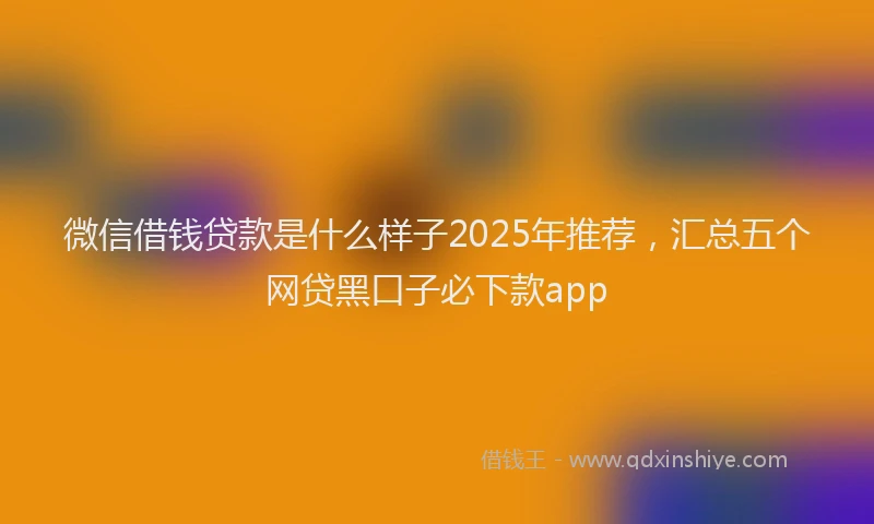 微信借钱贷款是什么样子2025年推荐，汇总五个网贷黑口子必下款app