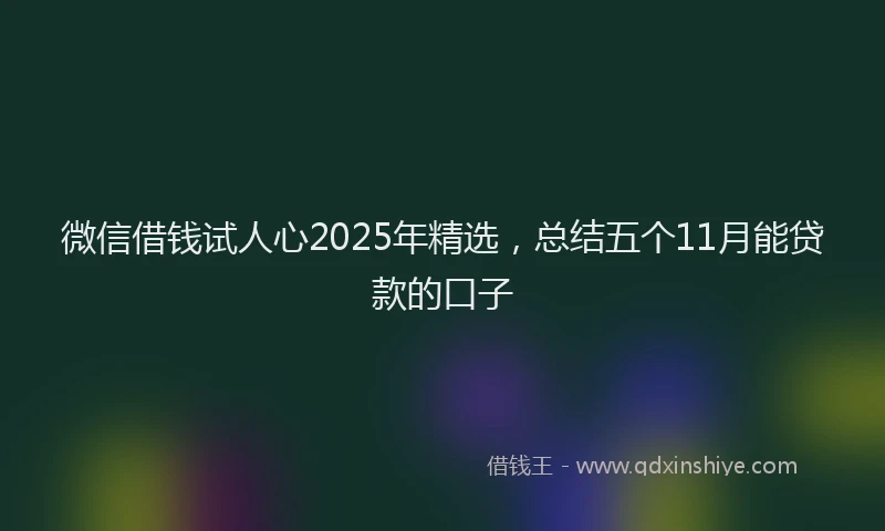 微信借钱试人心2025年精选，总结五个11月能贷款的口子