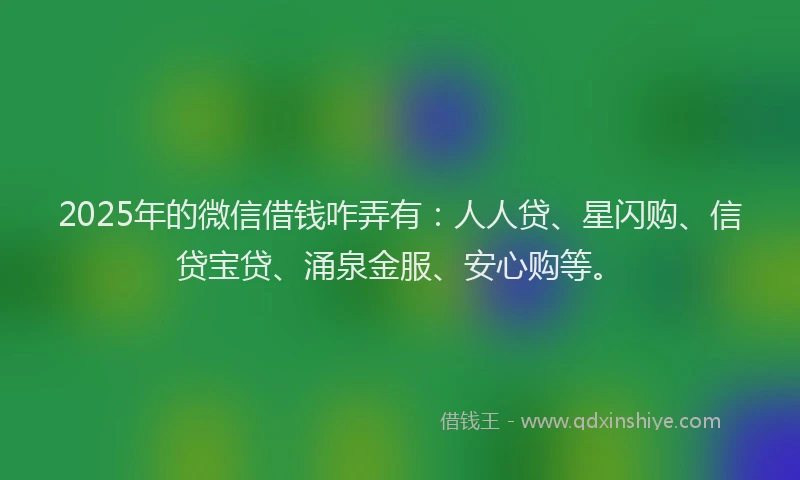 2025年的微信借钱咋弄有：人人贷、星闪购、信贷宝贷、涌泉金服、安心购等。