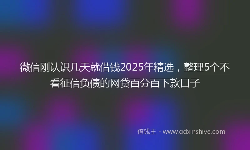 微信刚认识几天就借钱2025年精选，整理5个不看征信负债的网贷百分百下款口子