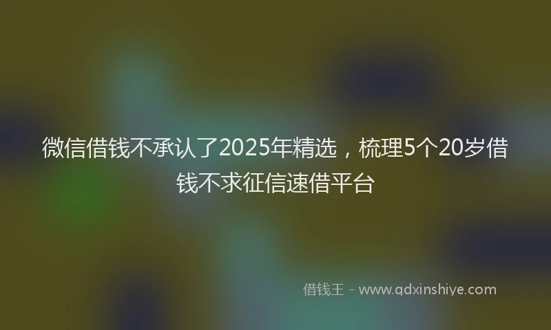 微信借钱不承认了2025年精选，梳理5个20岁借钱不求征信速借平台
