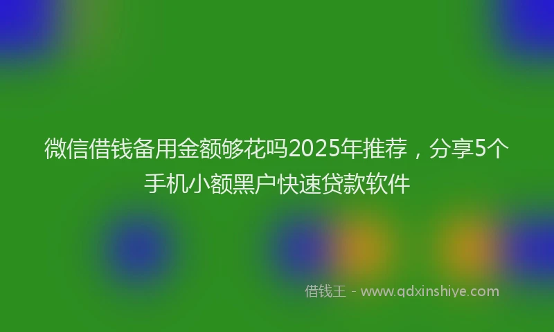 微信借钱备用金额够花吗2025年推荐，分享5个手机小额黑户快速贷款软件