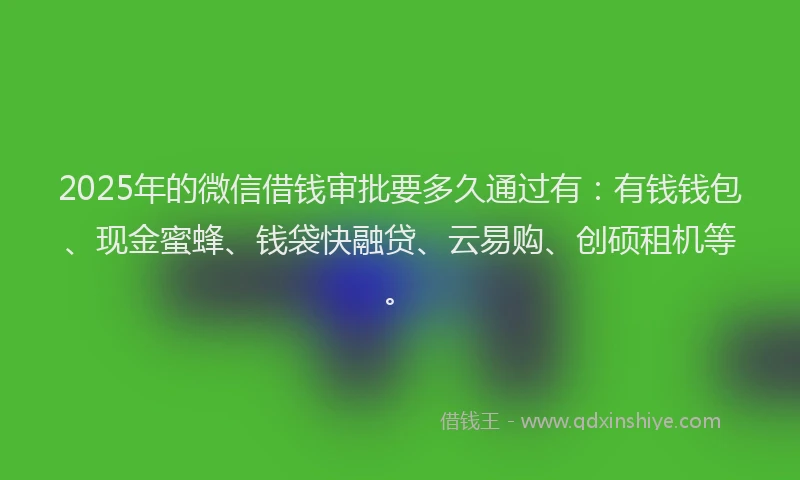 2025年的微信借钱审批要多久通过有：有钱钱包、现金蜜蜂、钱袋快融贷、云易购、创硕租机等。