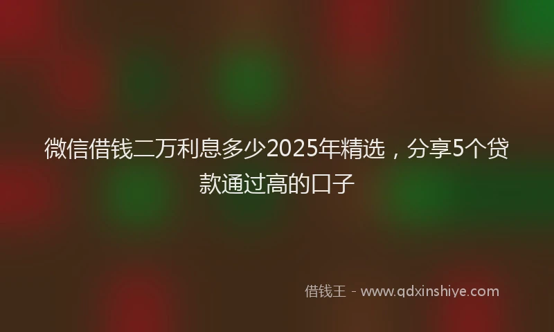微信借钱二万利息多少2025年精选，分享5个贷款通过高的口子