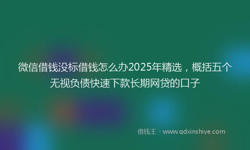 微信借钱没标借钱怎么办2025年精选，概括五个无视负债快速下款长期网贷的口子