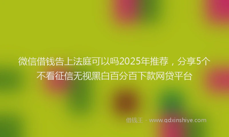 微信借钱告上法庭可以吗2025年推荐，分享5个不看征信无视黑白百分百下款网贷平台