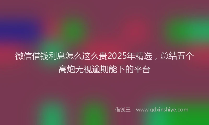微信借钱利息怎么这么贵2025年精选，总结五个高炮无视逾期能下的平台