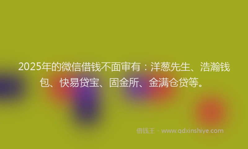 2025年的微信借钱不面审有：洋葱先生、浩瀚钱包、快易贷宝、固金所、金满仓贷等。
