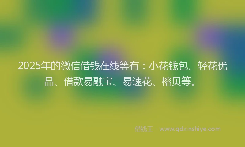 2025年的微信借钱在线等有：小花钱包、轻花优品、借款易融宝、易速花、榕贝等。